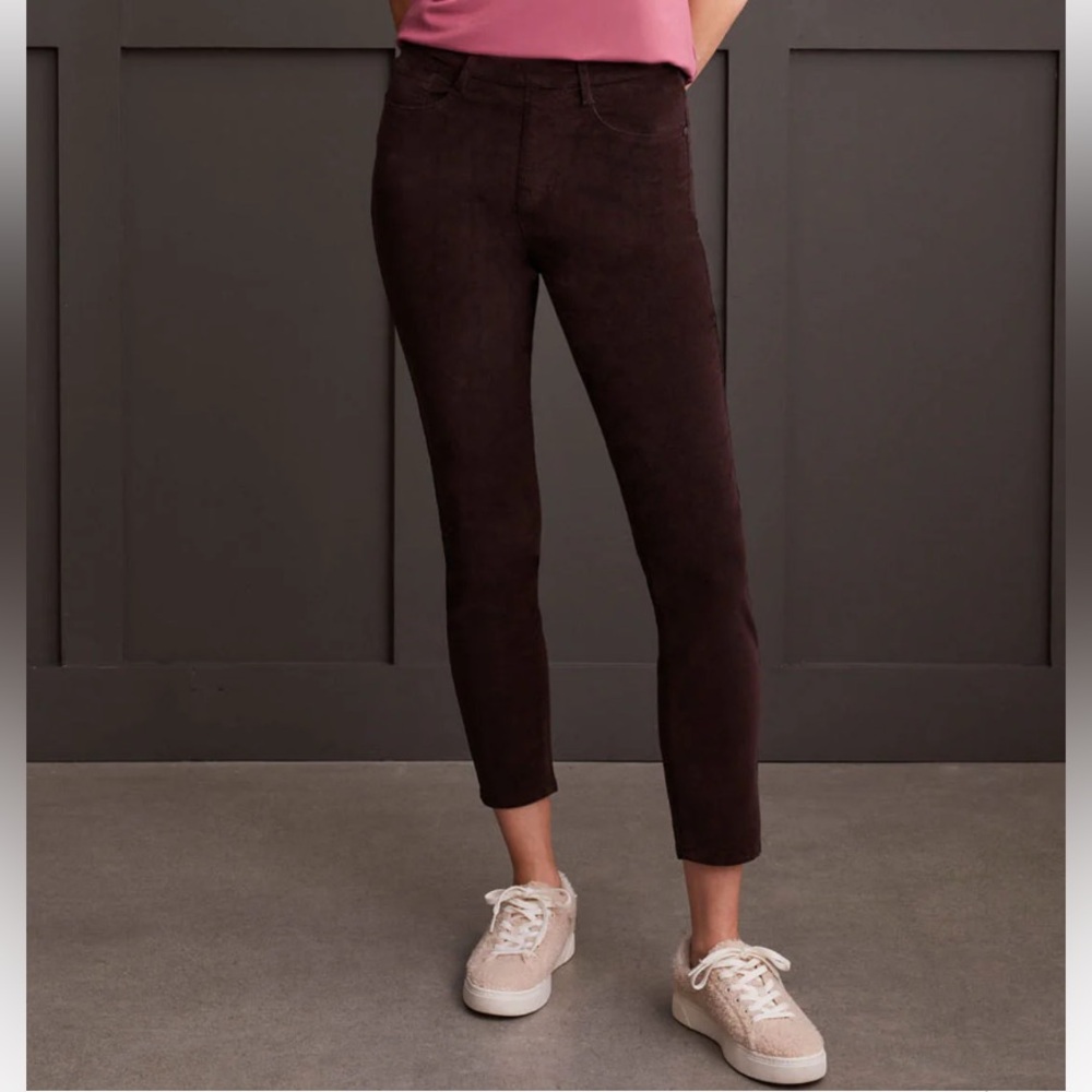 NWT Tribal Jeans Audrey Corduroy Mid Rise Pull On Slim Ankle Brown 6 12
